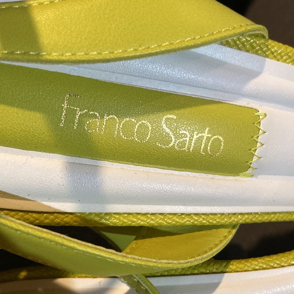 Franco Sarto Naya Pointed Toe Parrot Green Ankle Strap Block Heels Chartreuse 7M - Picture 10 of 14